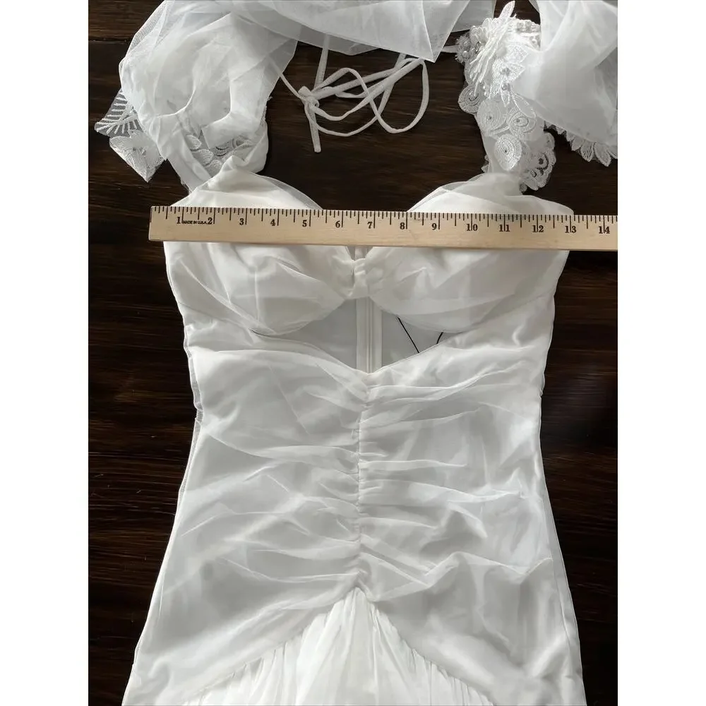 Women's Celeste Maxi Party Wedding White Dress Fashion Nova Size X-Small NWT - Picture 14 of 16